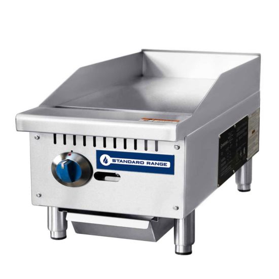 SR-G12-M 12" Commercial Countertop 1 Burner Gas Griddle with Manual Control