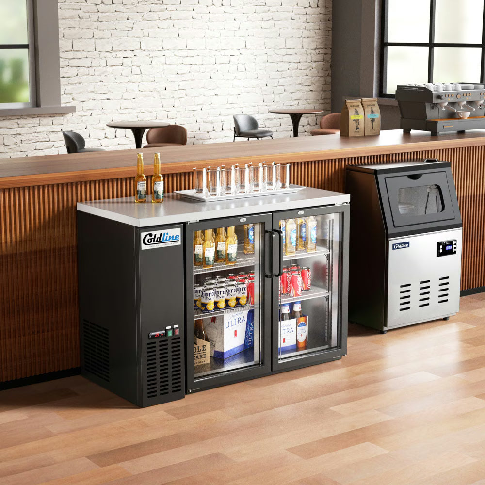 Coldline CBB-48G — 48" Swing Glass Door Back Bar Cooler, Black