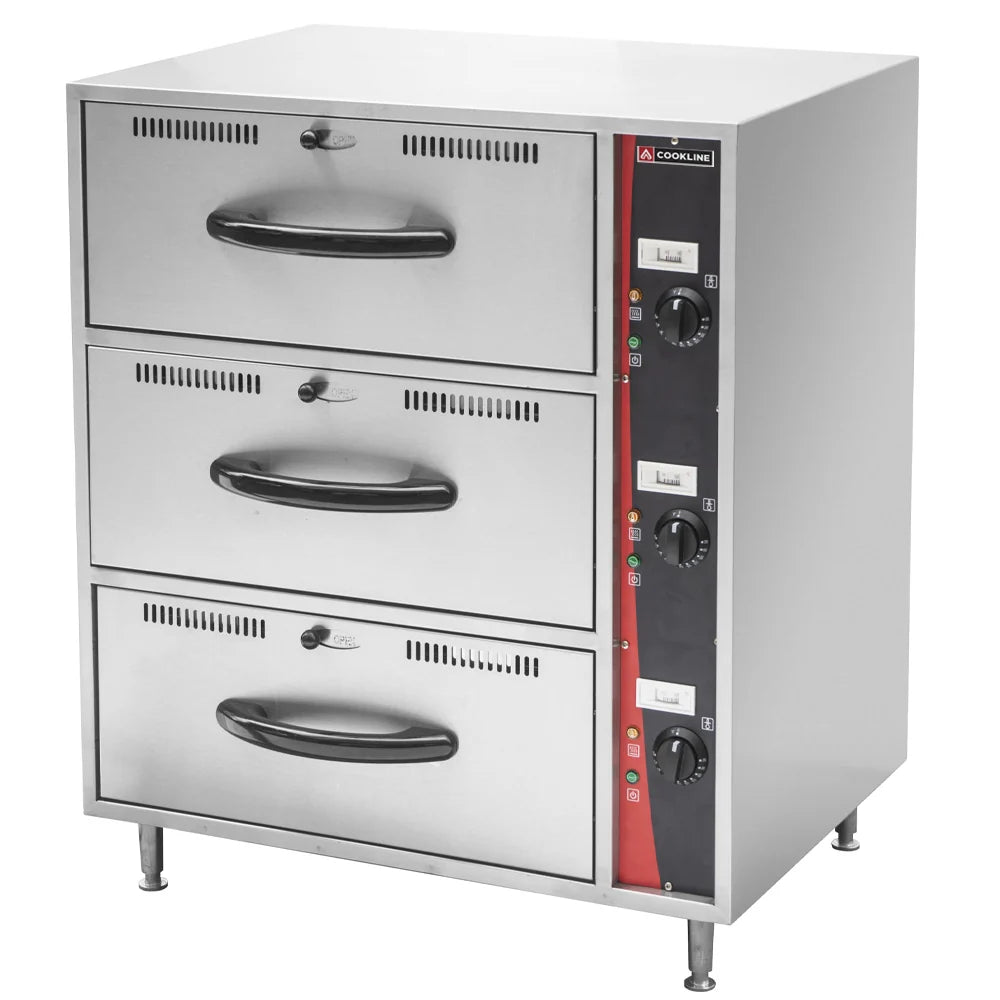 Prepline C-DW-3 — Triple Freestanding Stainless Steel Drawer Warmer, 120V