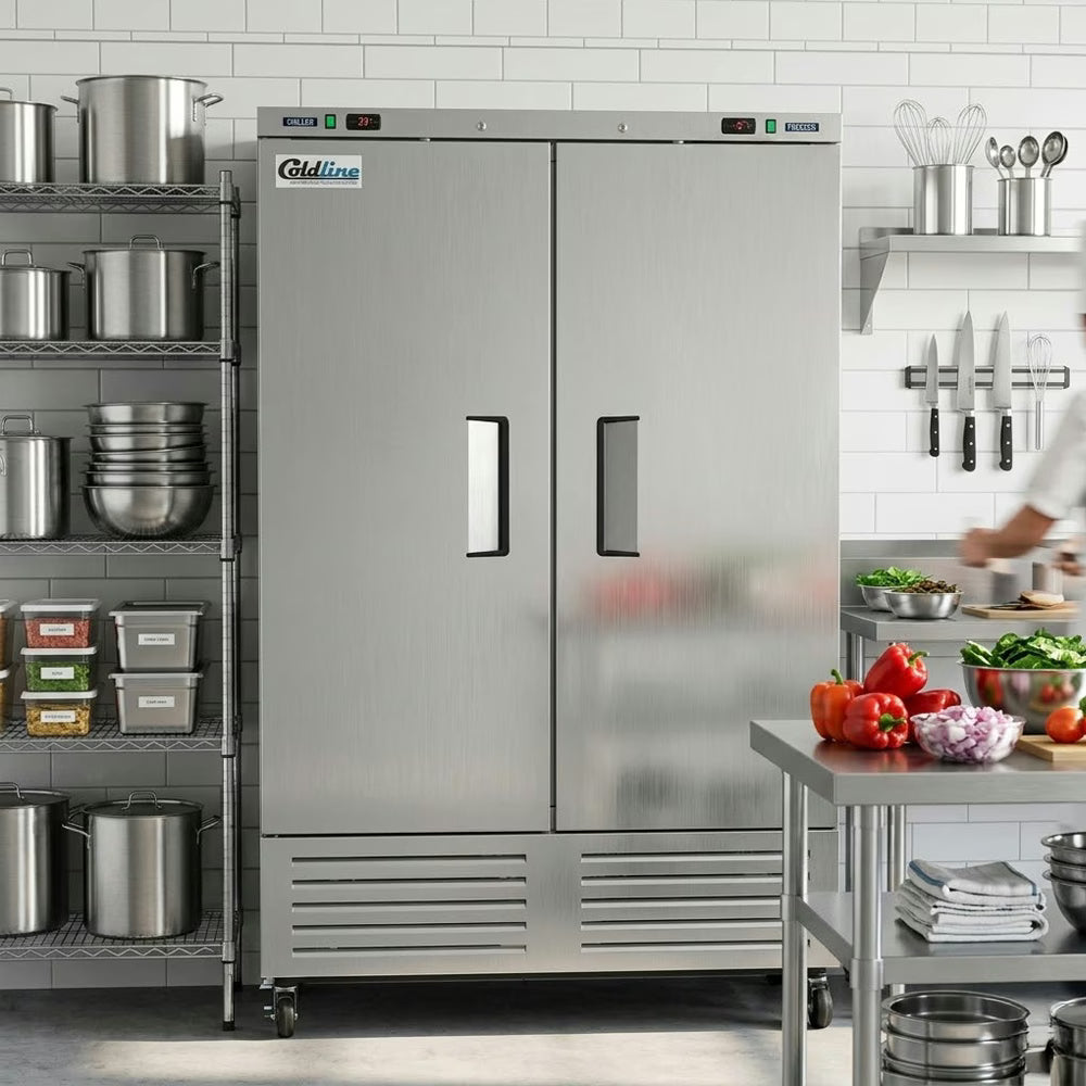 Coldline C-2RF — 54" Two Solid Door Dual Temperature Reach-In Refrigerator/Freezer Combo, Stainless Steel