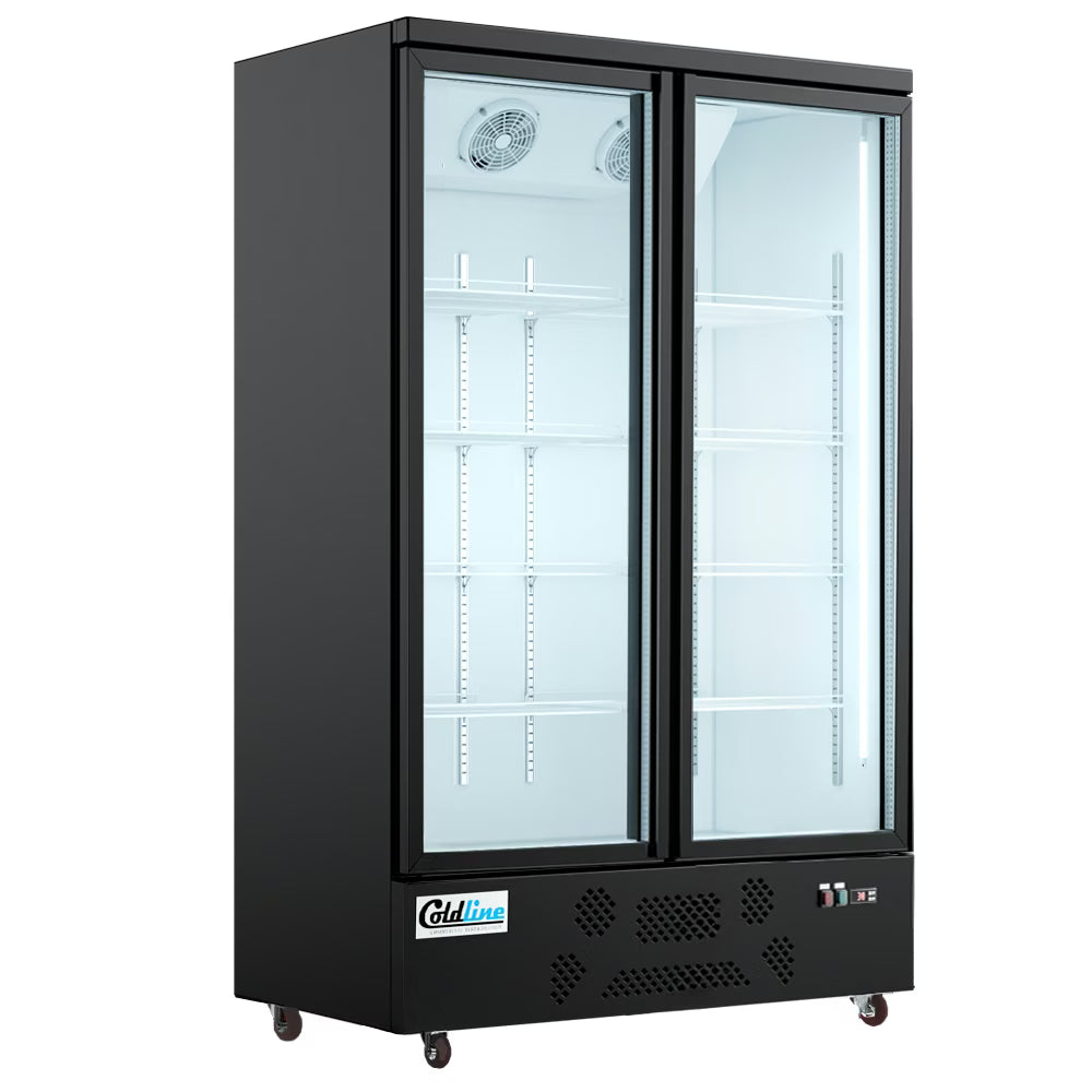 Coldline D2-B — 49" Two Glass Door Merchandiser Freezer, Black