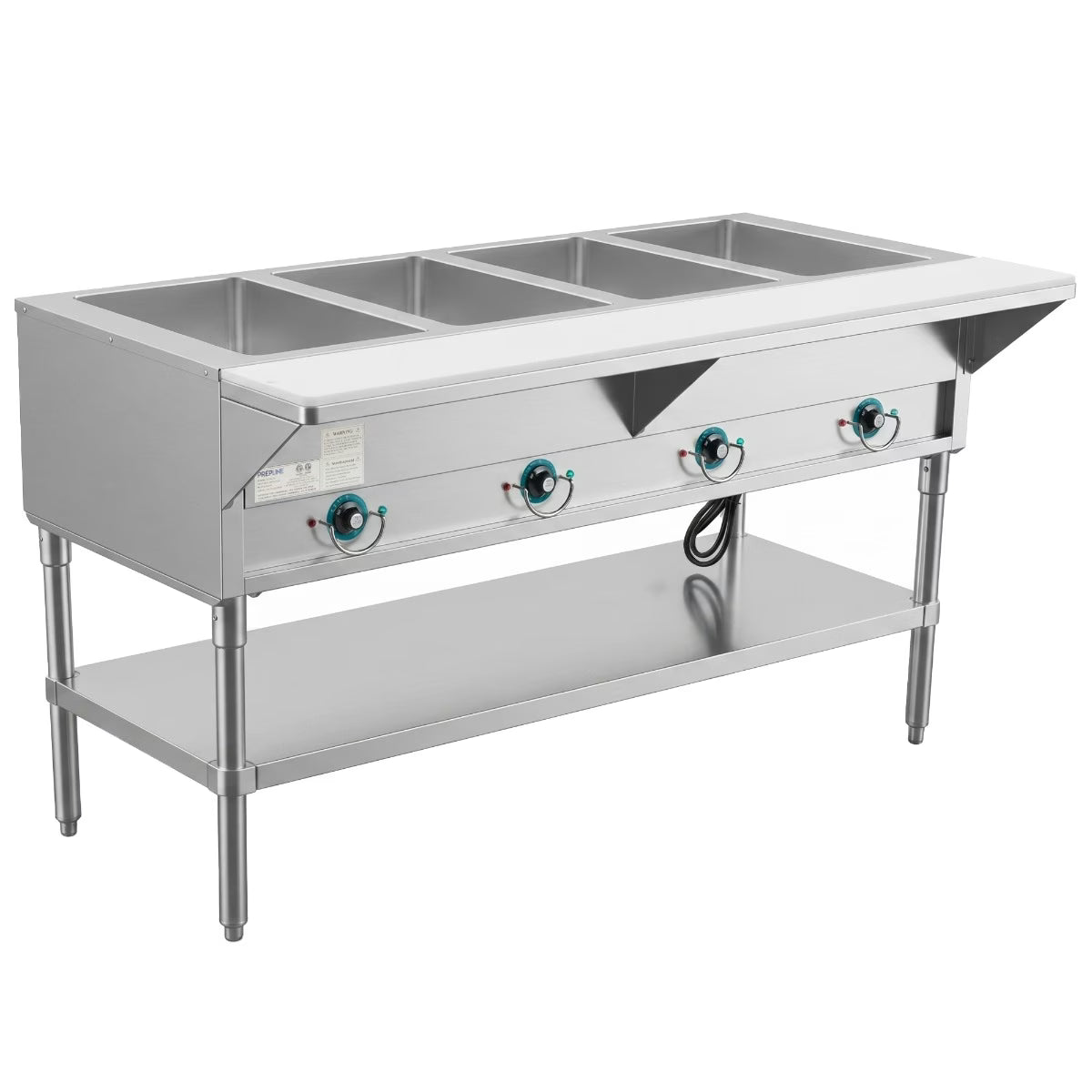 Prepline EST60-4O-110 — 60" Four Well Electric Hot Food Steam Table with Undershelf, 110V