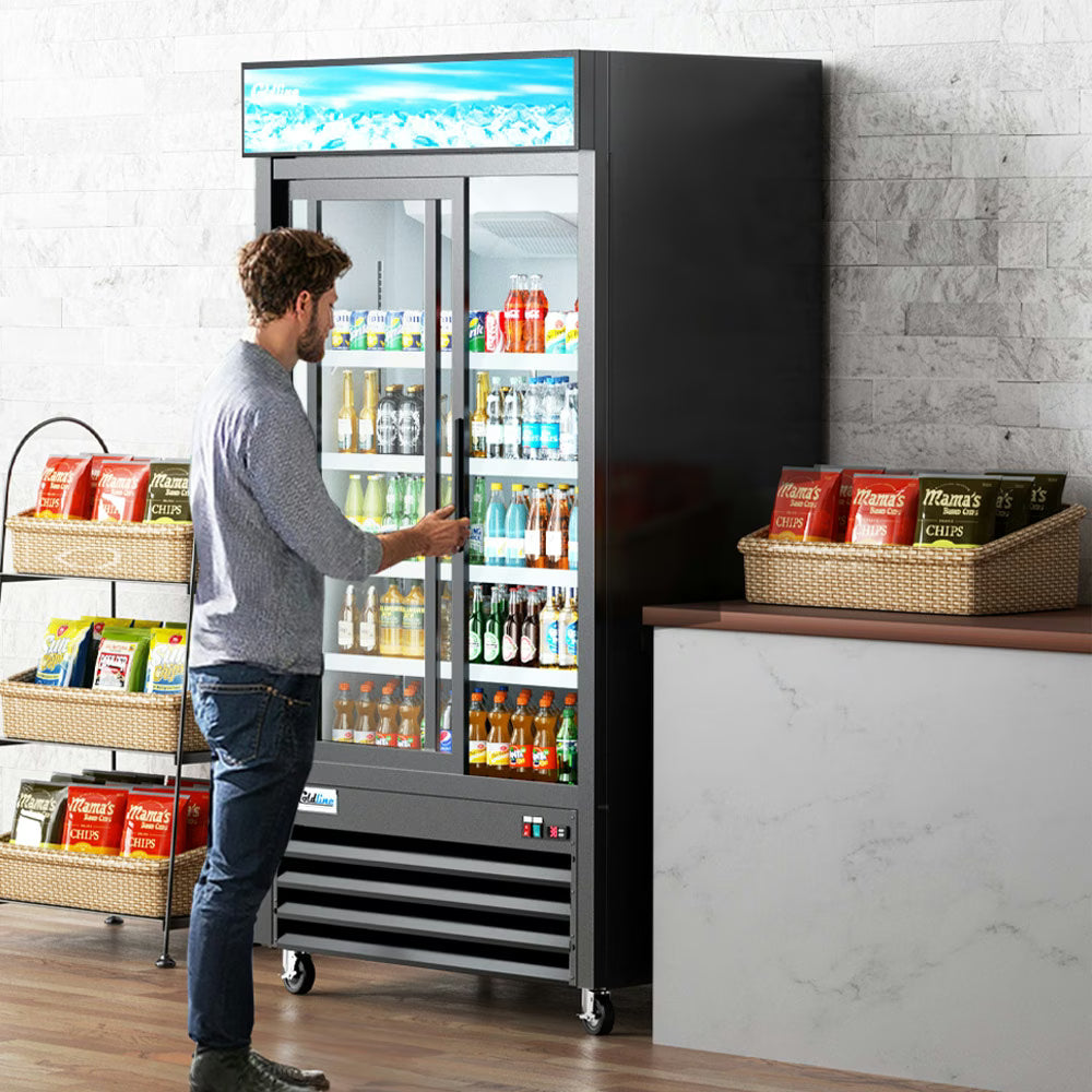 Coldline G40S-B — 40" Two Glass Sliding Door Merchandiser Refrigerator, Black