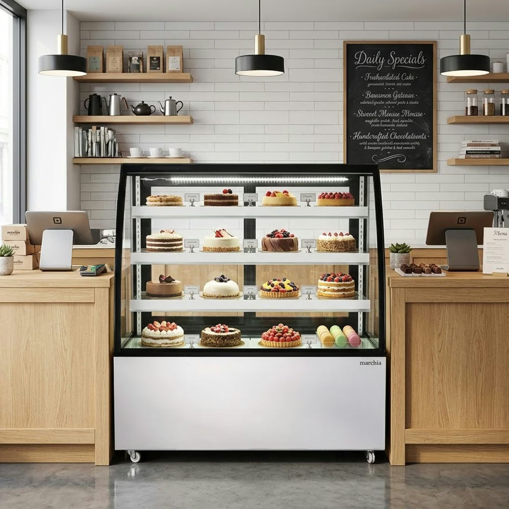 Marchia MBT48 — 48" Curved Glass Refrigerated Bakery Display Case