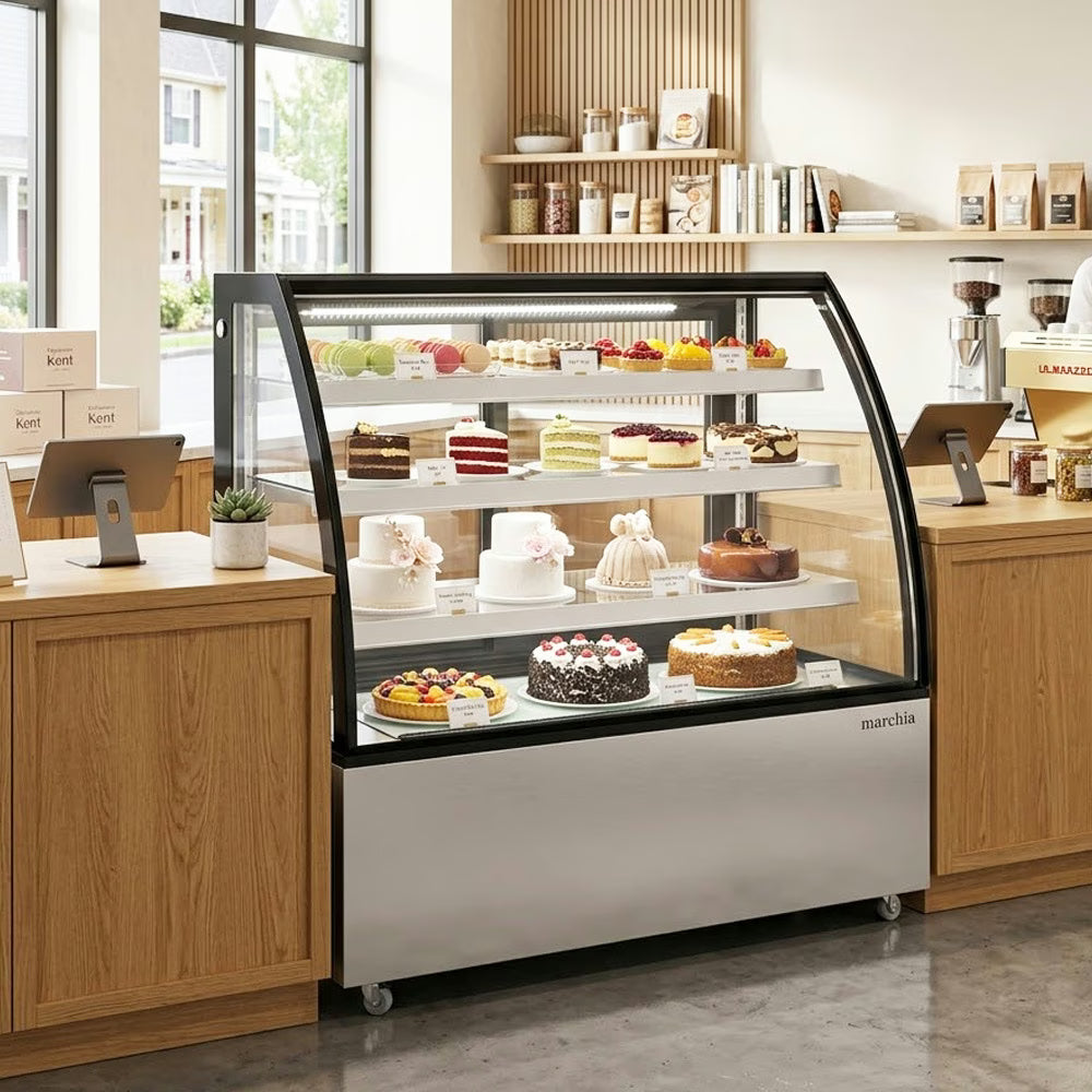 Marchia MBT60 — 60" Curved Glass Refrigerated Bakery Display Case
