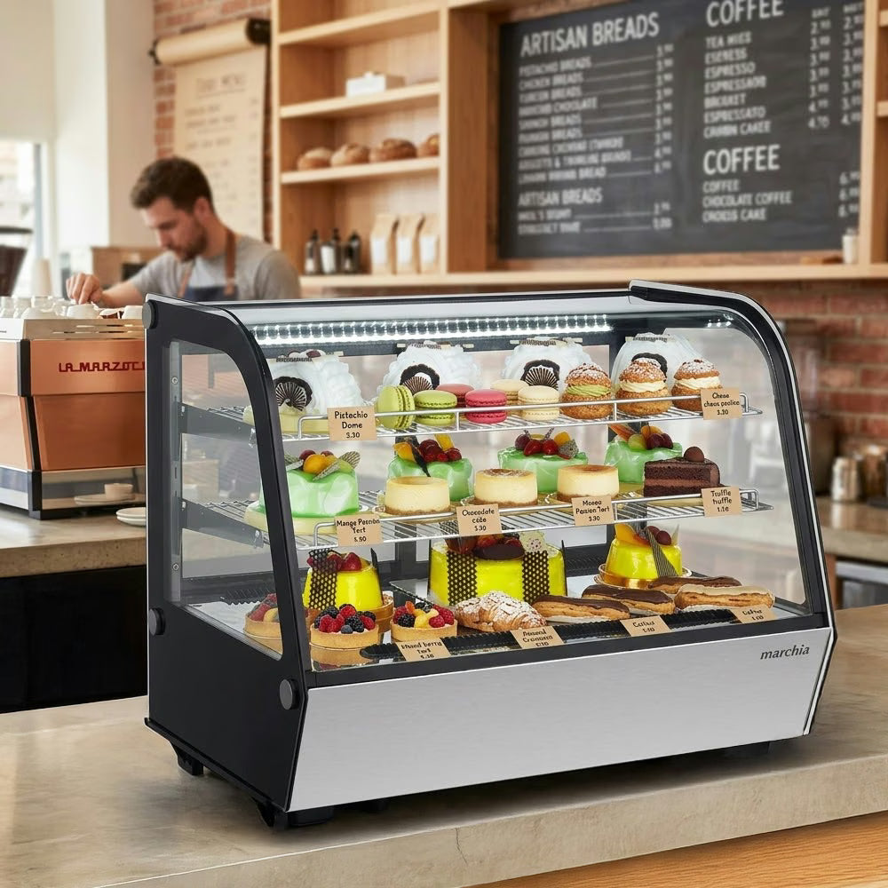 Marchia MDC161 — 36" Refrigerated Curved Glass Countertop Display Case
