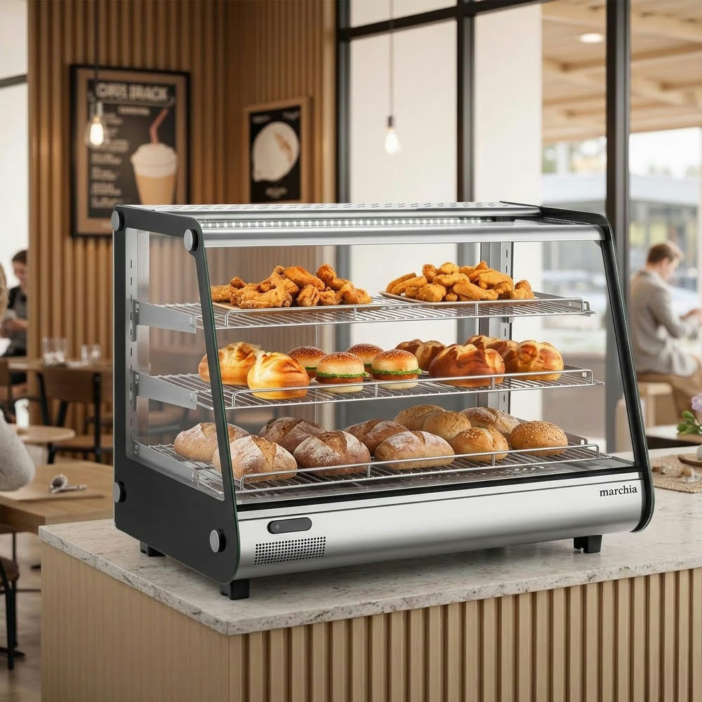 Marchia MHC161 — 34" Heated Slanted Glass Countertop Display Case