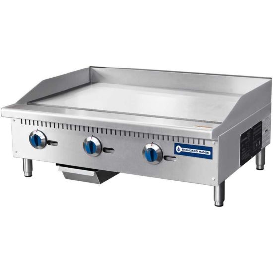 SR-G36-M 36" Commercial Countertop 3 Burner Gas Griddle with Manual Control