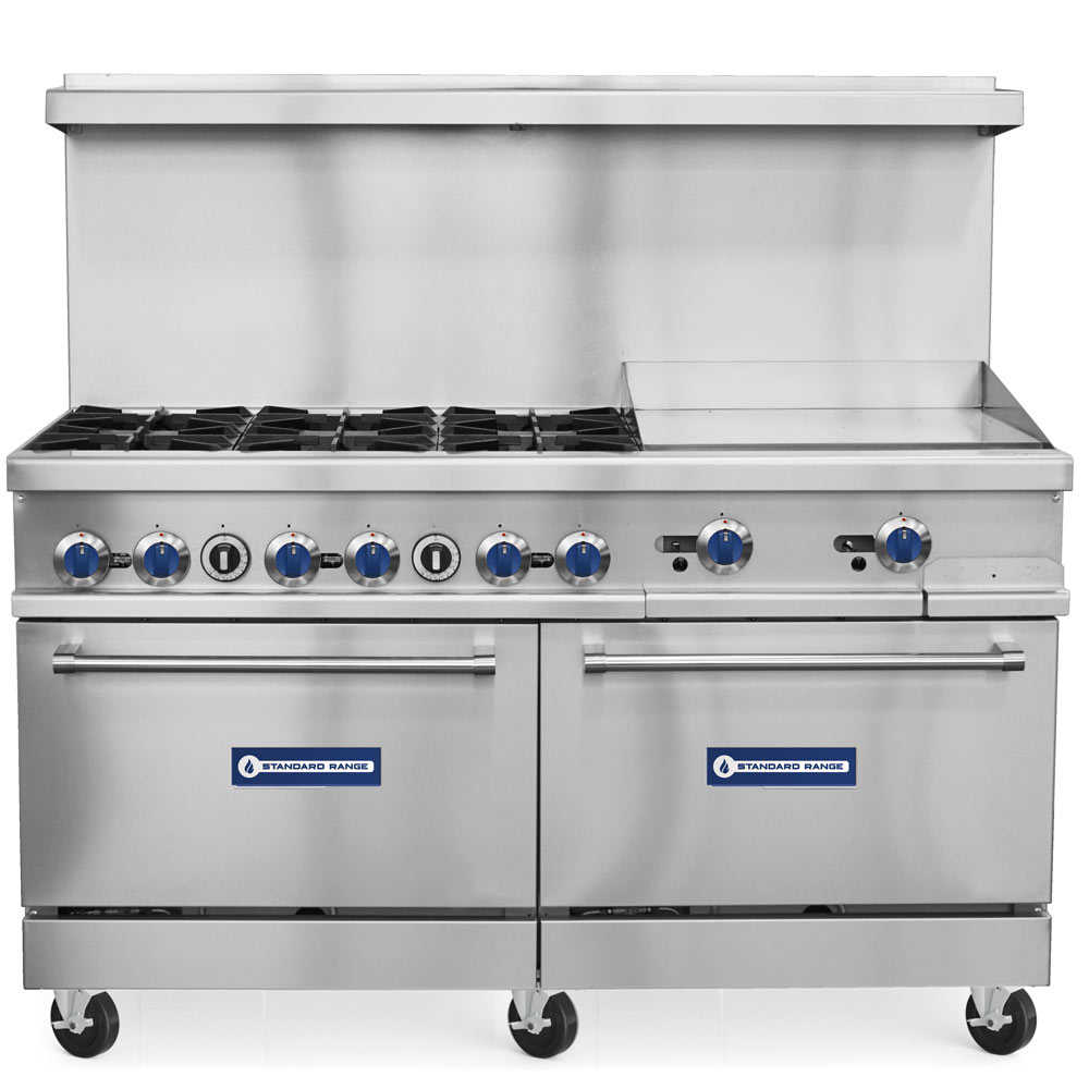 SR-R60-24MG-NG 60" Natural Gas Range with 24" Griddle, 6 Burners, 2 Ovens