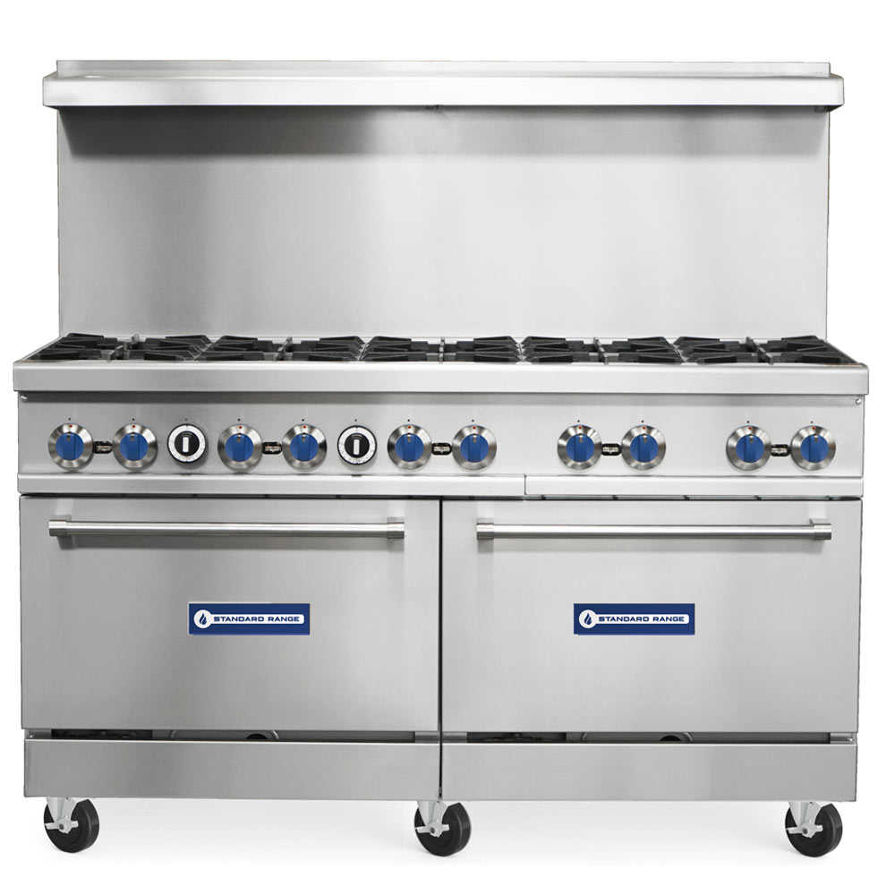 SR-R60-NG 60" Natural Gas Commercial Range with 10 Burners, 2 Ovens