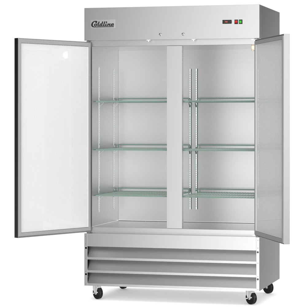 Coldline C-2RE — 54" Double Solid Door Reach-In Refrigerator, Stainless Steel