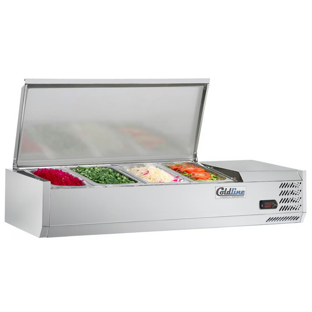 Coldline CTP48SS — 48" Refrigerated Countertop Salad Bar, Stainless Steel, 4 Pans