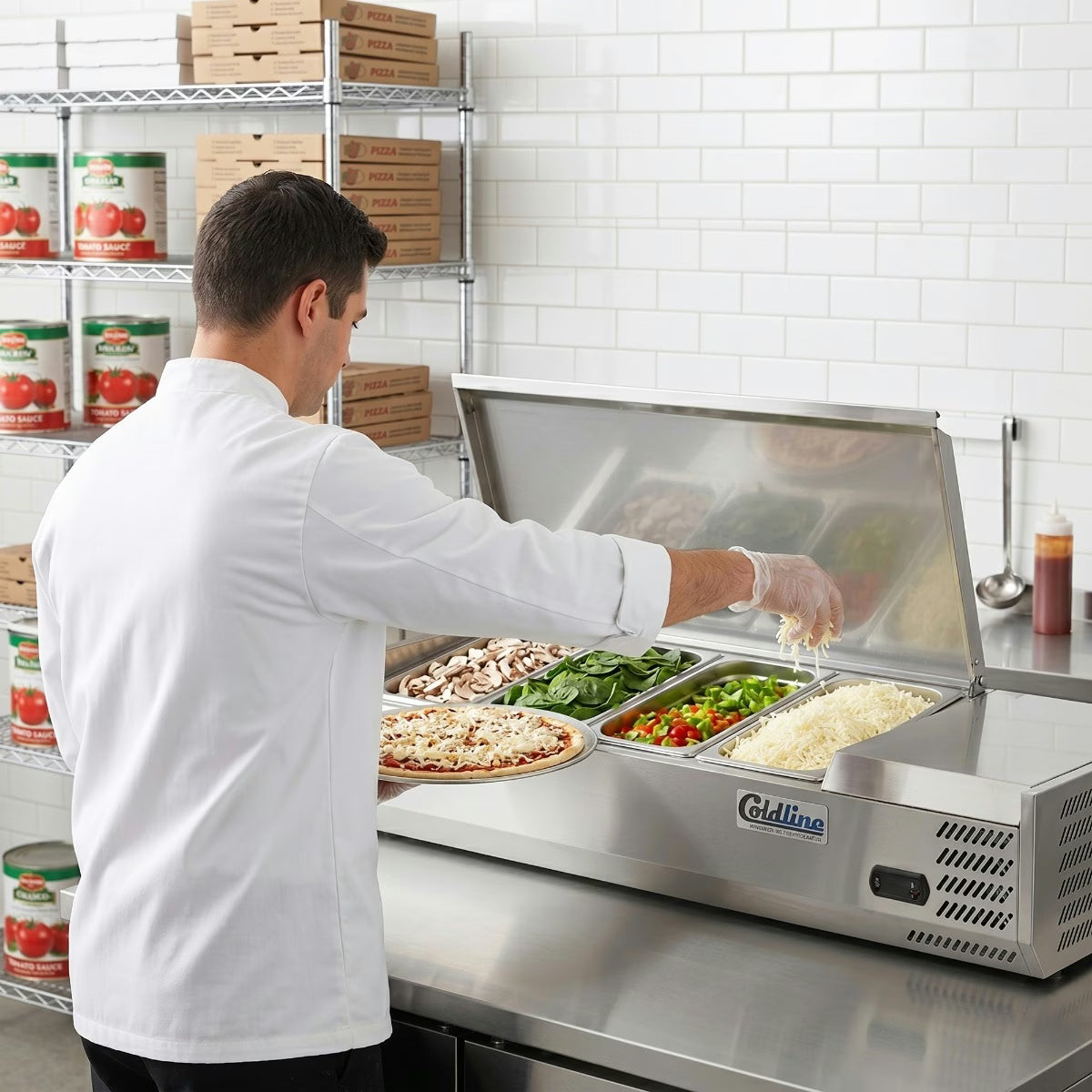 Coldline CTP48SS — 48" Refrigerated Countertop Salad Bar, Stainless Steel, 4 Pans