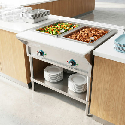 Prepline EST30-2O — 32" Two Well Electric Hot Food Steam Table with Undershelf, 120V, 1000W