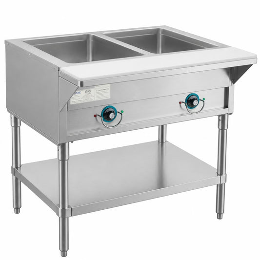 Prepline EST30-2O — 32" Two Well Electric Hot Food Steam Table with Undershelf, 120V, 1000W