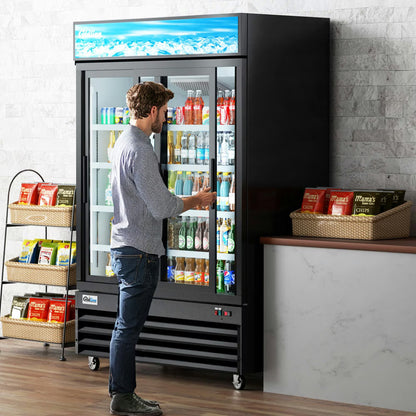 Coldline G53S-B — 53" Double Glass Sliding Door Merchandiser Refrigerator, Black