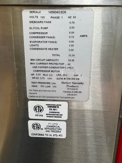 Barker "self contained" 6' seafood case (USED)