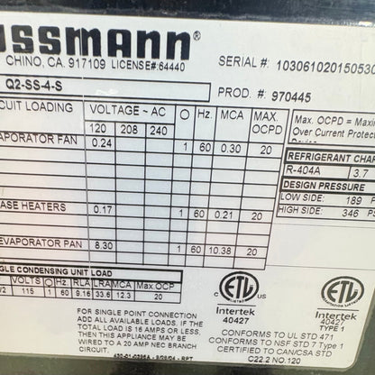 Hussmann "Grab-N-Go" refrigerated display case (USED)