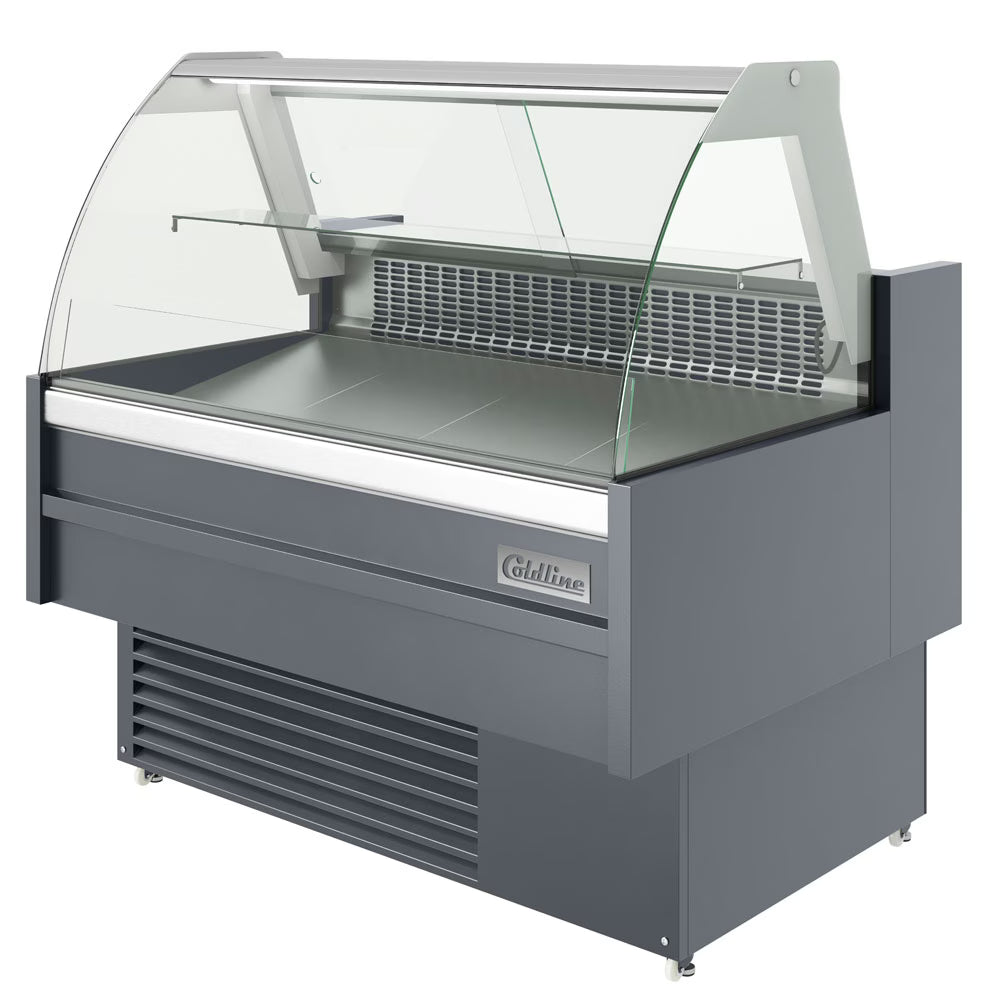 Coldline SDC48 — 48" Refrigerated Curved Glass Meat Deli Case with Rear Storage