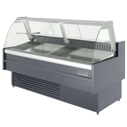 Coldline SDC72 — 72" Refrigerated Curved Glass Meat Deli Case with Rear Storage