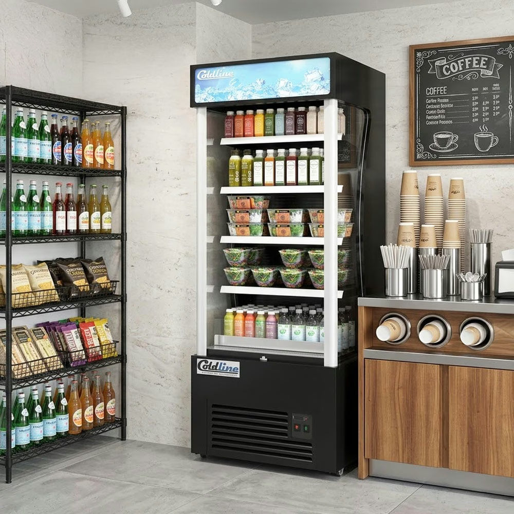 Coldline AOC-28-B — 28" Black Open Air Refrigerated Display Merchandiser