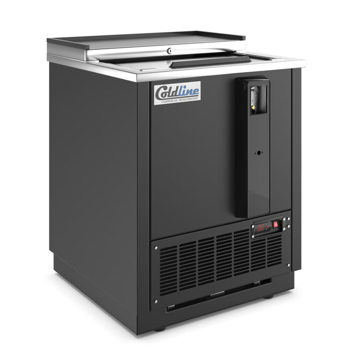Coldline BBC-25 — 25" Horizontal Reach-In Black Bottle Cooler, 5 Cu. Ft.