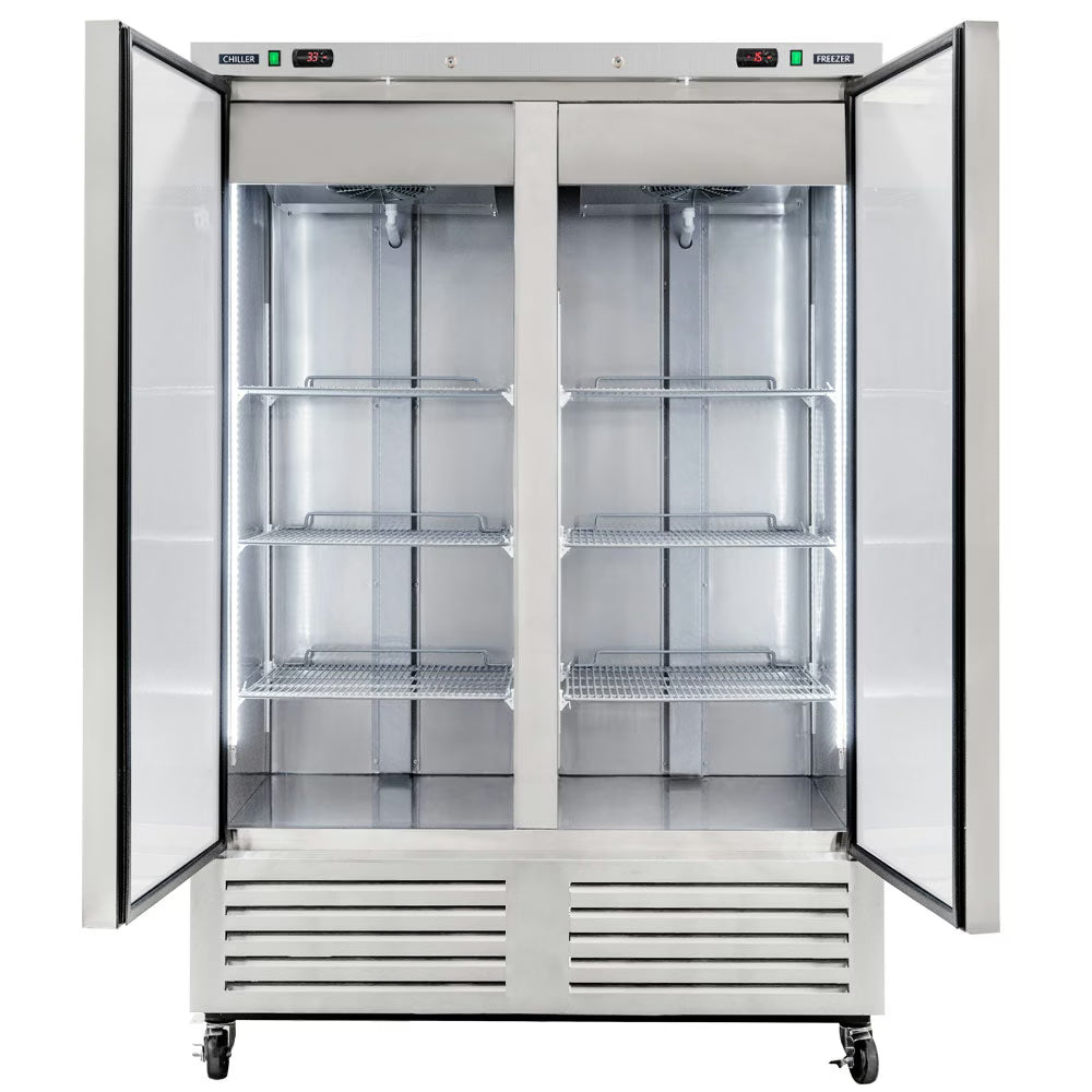 Coldline C-2RF — 54" Two Solid Door Dual Temperature Reach-In Refrigerator/Freezer Combo, Stainless Steel