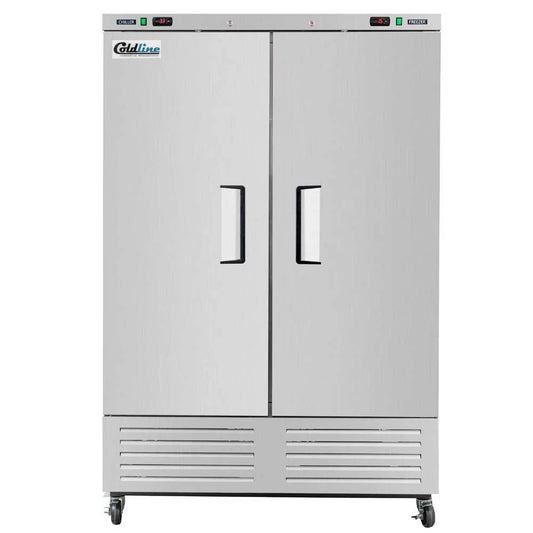 Coldline C-2RF — 54" Two Solid Door Dual Temperature Reach-In Refrigerator/Freezer Combo, Stainless Steel
