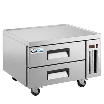 Coldline CB36 — 36" Two Drawer Refrigerated Chef Base, Stainless Steel