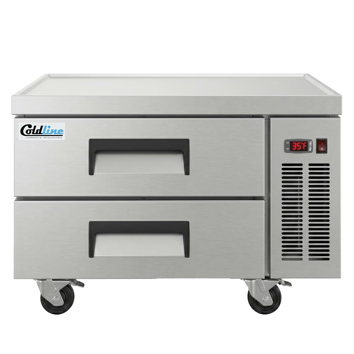 Coldline CB36 — 36" Two Drawer Refrigerated Chef Base, Stainless Steel