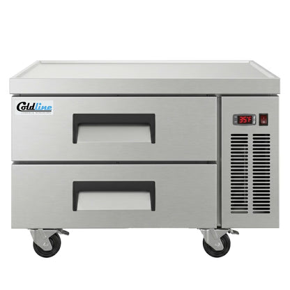 Coldline CB36 — 36" Two Drawer Refrigerated Chef Base, Stainless Steel