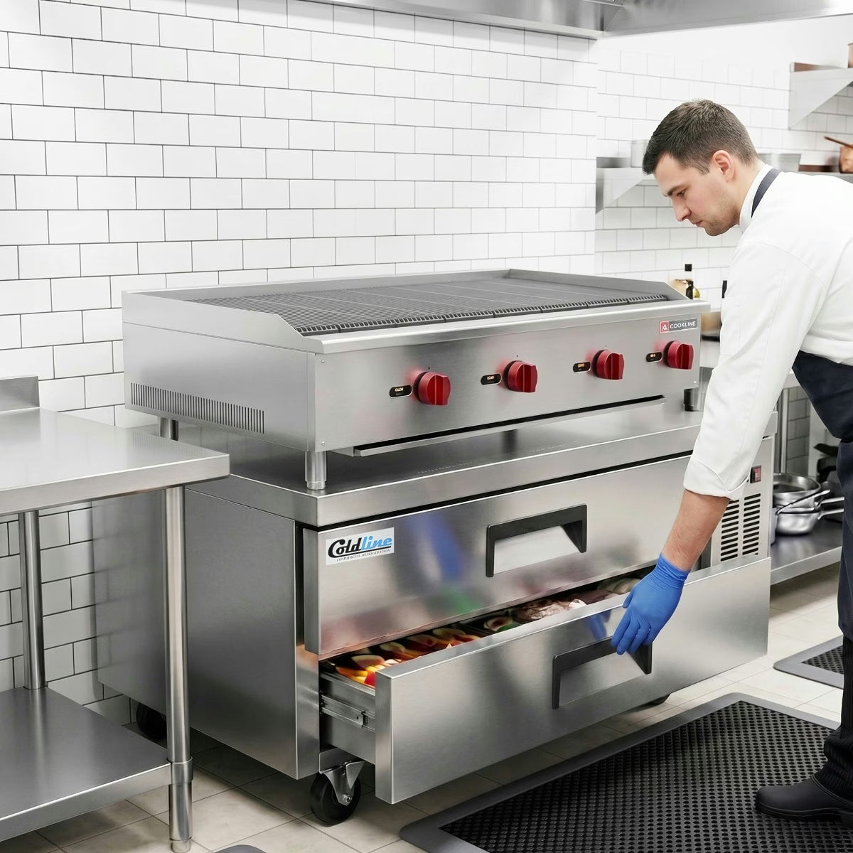 Coldline CB48 — 48" Two Drawer Refrigerated Chef Base, Stainless Steel