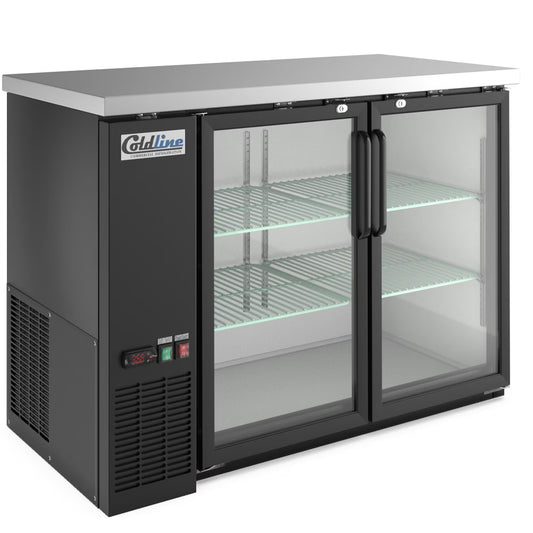 Coldline CBB-48G — 48" Swing Glass Door Back Bar Cooler, Black