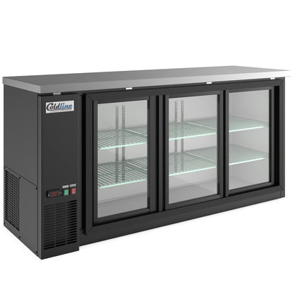Coldline CBB-72G-SL — 72" Sliding Glass Door Back Bar Cooler, Black