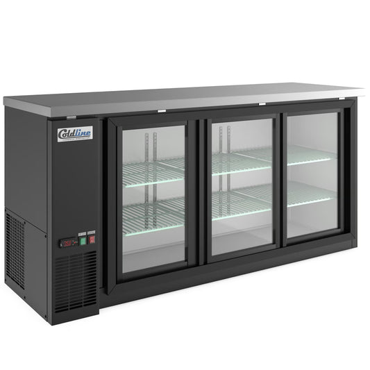 Coldline CBB-72G-SL — 72" Sliding Glass Door Back Bar Cooler, Black