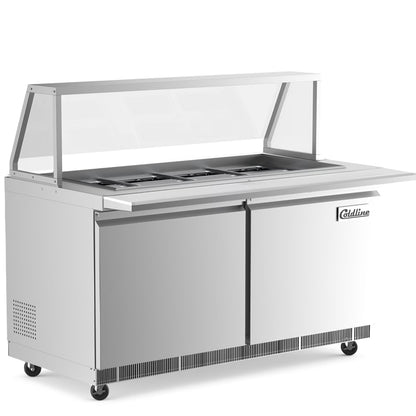Coldline CBT60-SG — 60" Refrigerated Salad Bar with Cutting Board and Sneeze Guard