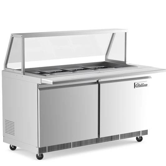Coldline CBT60-SG — 60" Refrigerated Salad Bar with Cutting Board and Sneeze Guard