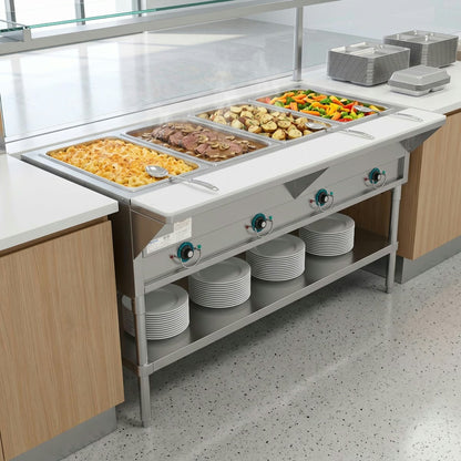 Prepline EST60-4O-110 — 60" Four Well Electric Hot Food Steam Table with Undershelf, 110V