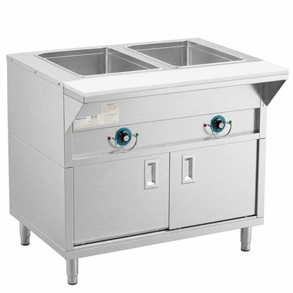 Prepline ESTC30-2S — 32" Two Well Electric Hot Food Steam Table with Enclosed Base and Sliding Doors, 120V, 1000W