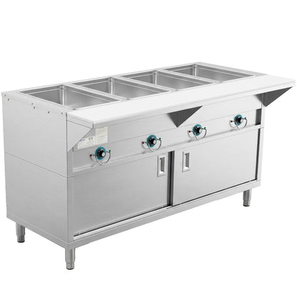Prepline ESTC60-4S-110 — 60" Four Pan Sealed Well Electric Hot Food Steam Table with Enclosed Base and Sliding Doors, 110V