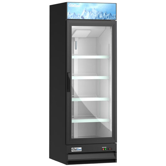 Coldline G15-B — 26" Single Glass Swing Door Merchandiser Refrigerator, Black
