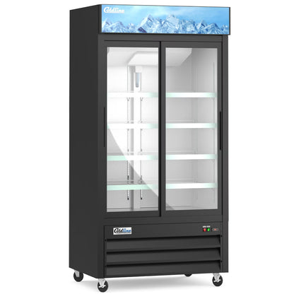 Coldline G40S-B — 40" Two Glass Sliding Door Merchandiser Refrigerator, Black