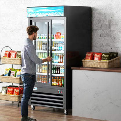 Coldline G40S-B — 40" Two Glass Sliding Door Merchandiser Refrigerator, Black