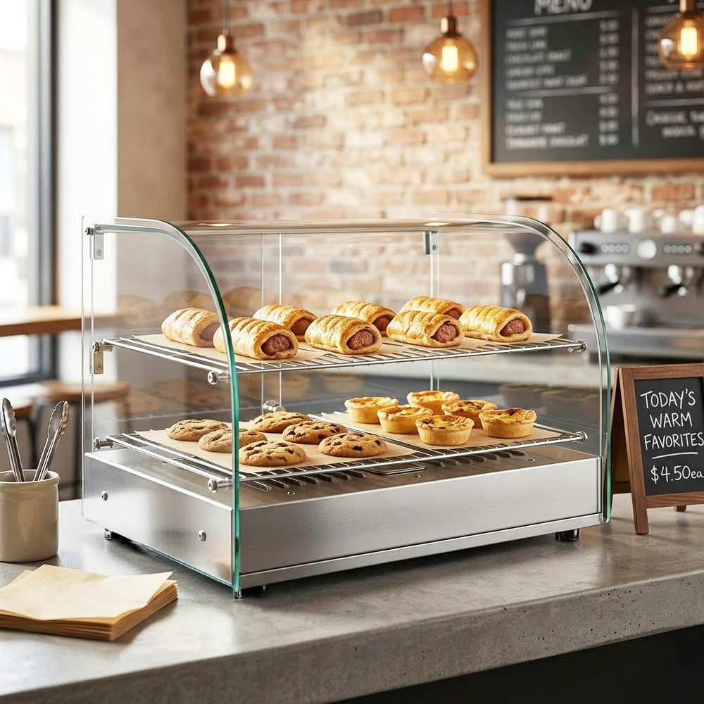 Marchia HCA45 — 22" Curved Glass Countertop Hot Food Warmer Display Case