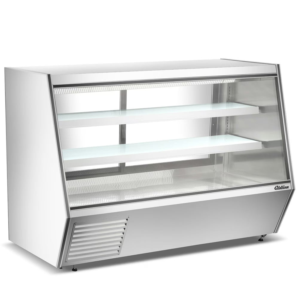 Coldline HDL84 — 84" Refrigerated Slanted Glass High Meat Deli Case with Rear Storage