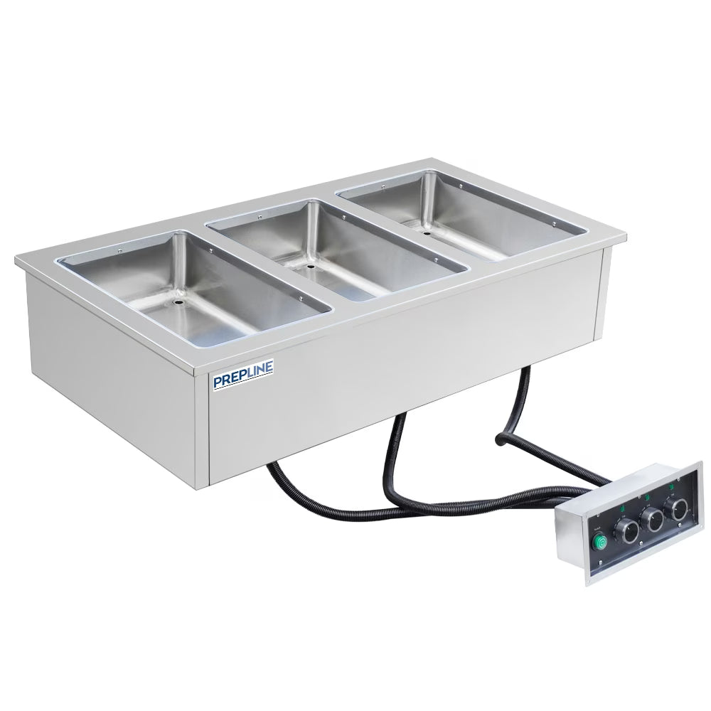 Prepline HFW3 — Stainless Steel Three Pan Insulated Drop-In Hot Food Well, 208/240V