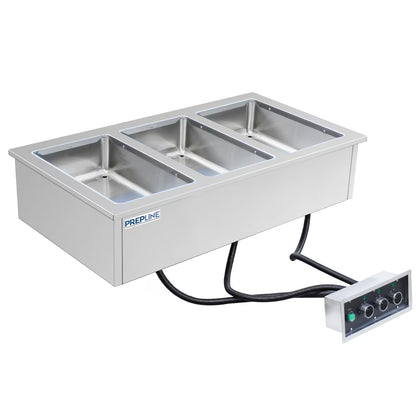 Prepline HFW3 — Stainless Steel Three Pan Insulated Drop-In Hot Food Well, 208/240V