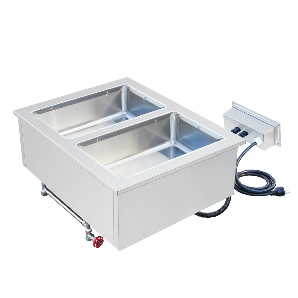 Prepline HFW2 — Stainless Steel Two Pan Insulated Drop-In Hot Food Well, 120V