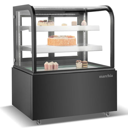 Marchia MB36-B — 36" Curved Glass Refrigerated Bakery Display Case, Black