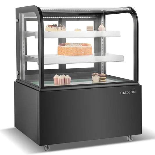 Marchia MB36-B — 36" Curved Glass Refrigerated Bakery Display Case, Black